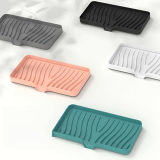 Silicone Soap Dish with Drain - White Self-Draining Soap Holder for Bathroom & Kitchen, Non-Slip & Easy to Clean - Large