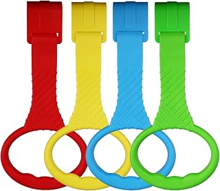 ATOPXiNG 4PCS Playpen Baby Pull Up Rings - Premium Baby Walkers Handles for Play Pen Standing Up - Plastic Walking Exercises Assistant Rings for Infants Babies Toddler - Ergonomic Handles - 4 Colors