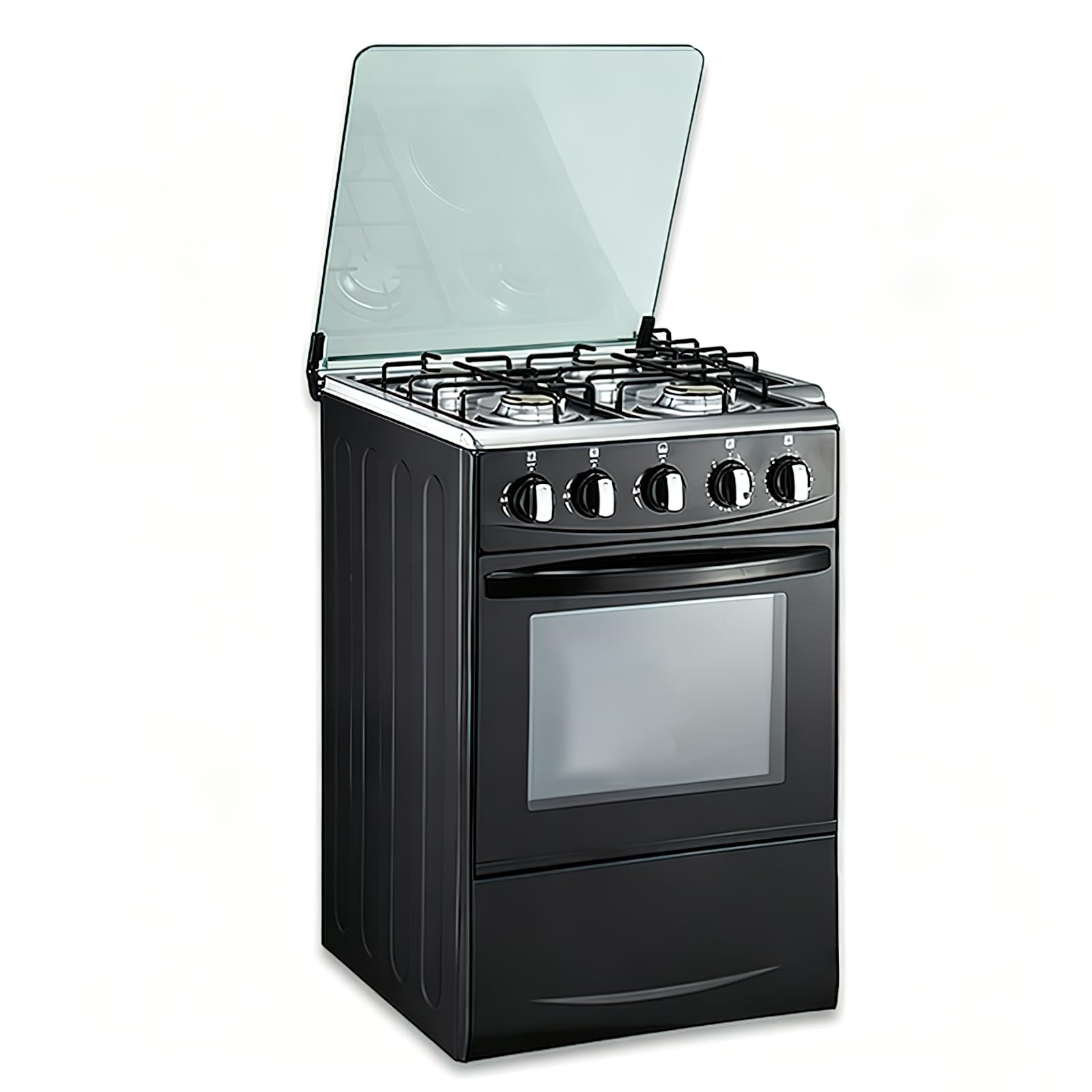 20" LPG Gas Stove - Equipped with 4 coil burners and Stainless Steel 50L Oven (B