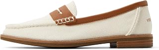 Sperry Women's Seaport Penny Plush Wave Saffiano/Metallic Leather Penny Loafer, Ecru, 9 M US