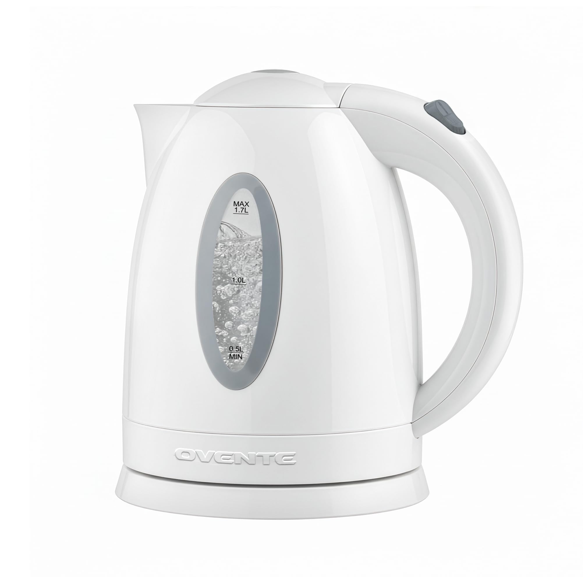 OVENTE 1.7L Electric Tea Kettle, Fast Boiling Water Heater, White KP72W | BPA-Fr