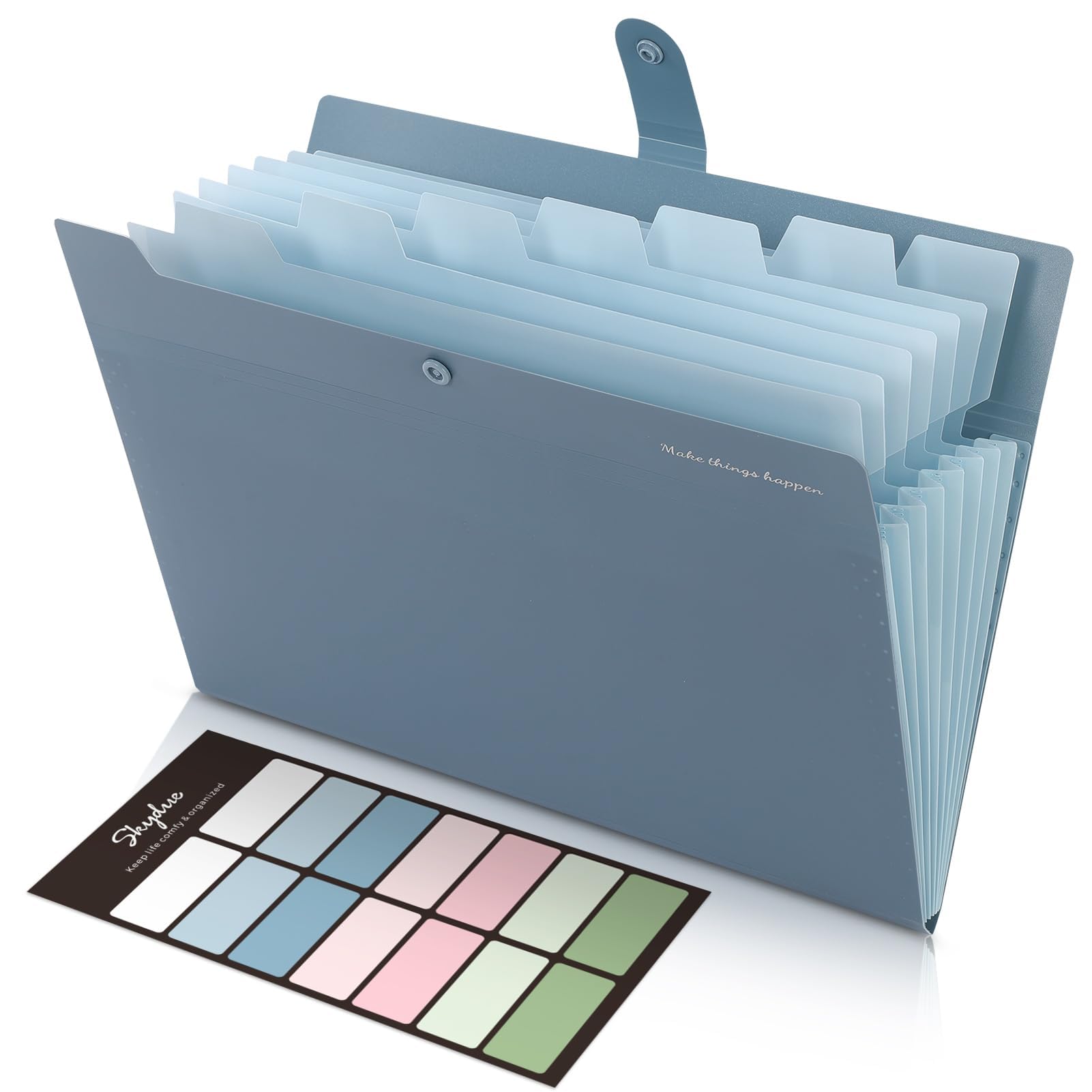 SKYDUE Expanding File Organizer with 8 Pockets, Accordion File Folders with Labe