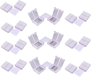 LitaElek 10pcs RGB 5050 LED Strip Corner Connector 10mm 4 pin L-Shape Connector Splitter Ribbon Right Angle Adapter for SMD 5050 RGB LED Tape, White