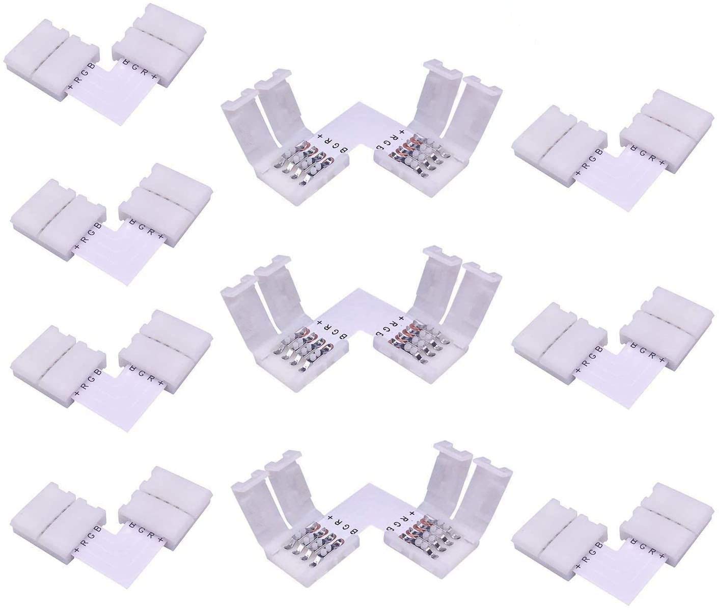 LitaElek 10pcs RGB 5050 LED Strip Corner Connector 10mm 4 pin L-Shape Connector 