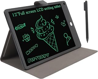 YUKERMARB 12 Inch LCD Writing Tablet, Full Screen Erasable Drawing Pad with PU Case Pen Reusable for Drafting Taking Notes