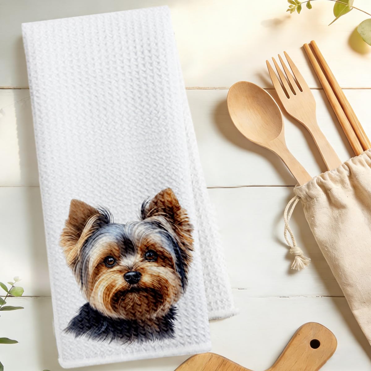 Yorkshire Terrier Kitchen Towel, Absorbent Soft Tea Towel, Pet Dog Decorative Ha