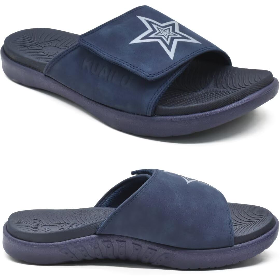 KuaiLu Men's Sandals Comfortable Plantar Fasciitis Orthopedic Slide Adjustable L