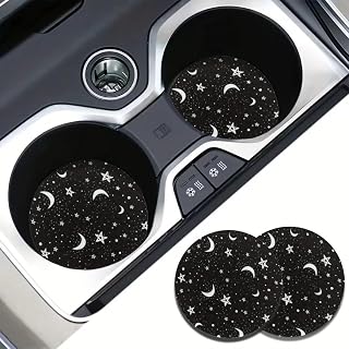 2 Pcs Star Moon Car Cup Holder Coasters | Stylish Car Interior Accessories for Vehicle Desk and Home Decor for Women