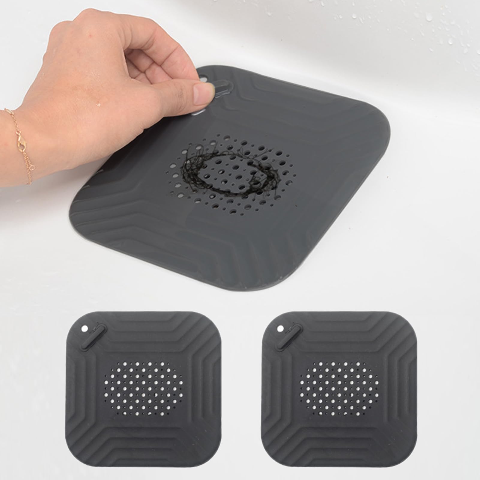 2 Pack Silicone Drain Filter for Bathtub, Kitchen and Carpet Heat Resistant (Tex