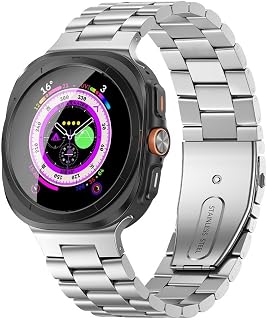 Compatible with Samsung Galaxy Watch Ultra Band 47mm(2025/2024), Robust Men Stainless Steel Replacement Link Metal Bracelet