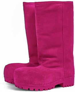 Agodor Snow Boots for Women,Suede Platform Fuzzy Winter Boots,Warm Faux Fur Slip On Round Toe Chunky Hippy Comfort Fashion High Boots