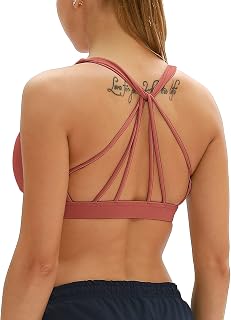 icyzone Women's Padded Sports Bra without Underwire Line Design Top Sports Fitness Yoga Jogging Gym
