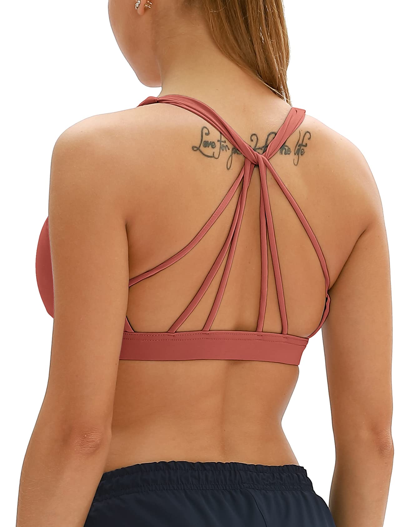 icyzone Women's Padded Sports Bra without Underwire Line Design Top Sports Fitne