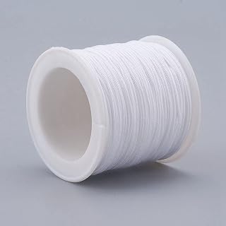 Generic 100 Yards Nylon Beading Cord Chinese Knotting Rattail Macrame Rope Beading String for Jewelry Making, Friendship Bracelets, DIY Supplies (White) - 0.8mm
