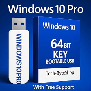 Tech-byteshop USB Compatible with Windows 10 Professional 64 Bit. Recover, Repair and Restore. Fix PC, Laptop and Desktop. Free 24/7 Technical Support.