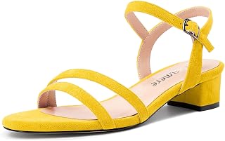 Castamere Women's Low Chunky Block Heel Kitten Heel Open Toe Cap Ankle Strap Slingback Sandals Prom Dress 3 cm Heels