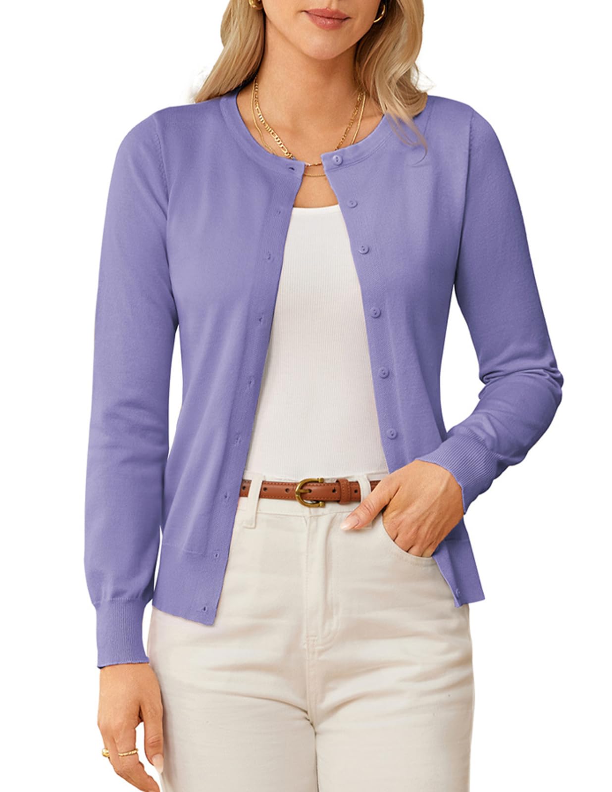 Grace Karin Women's Classic Long Sleeve Knit Cardigan Sweaters Casual Open Front