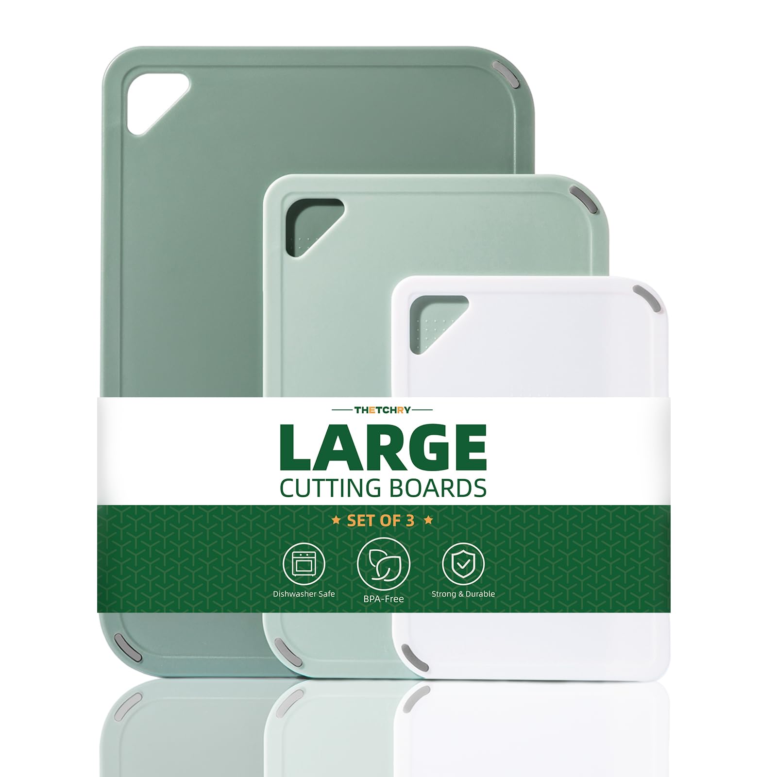 THETCHRY Plastic Cutting Board Set of 3-Cutting Boards for Kitchen BPA Free | La