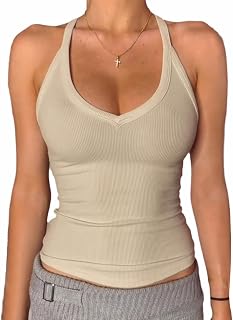 Danysu Women's V Neck Racerback Tank Top