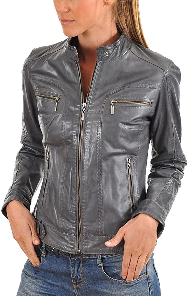 Women Leather Jacket - Lambskin Winter Vintage Motorcycle Biker Jacket, Moto Rid