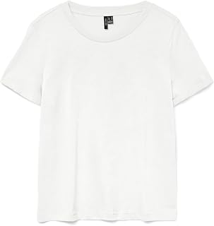 VERO MODA Basic Crewneck T-Shirt with Pleat to the Sleeves.