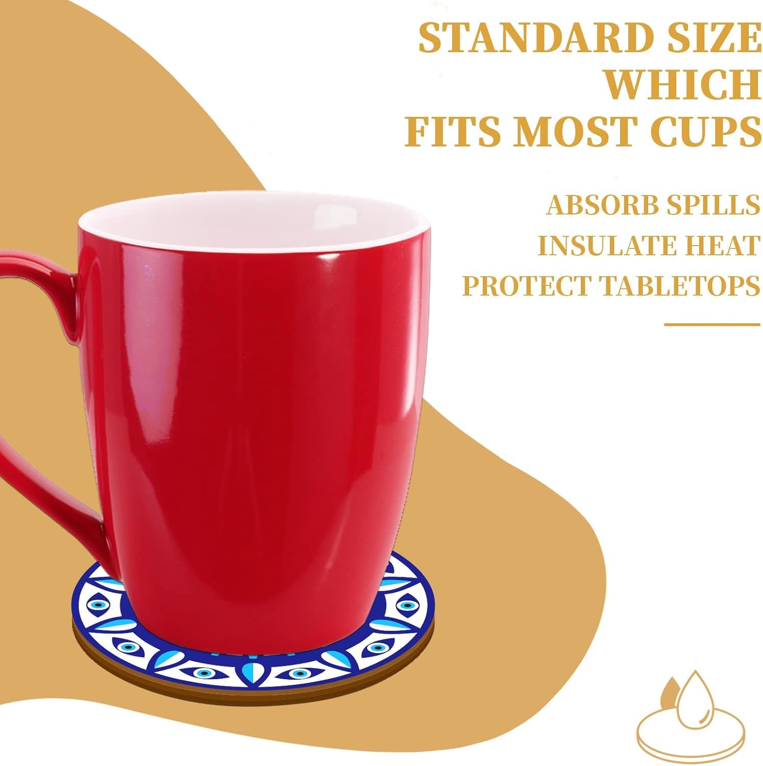 6pcs Evil Eye Coasters Butterfly Mandala Flower Coaster Coffee Cup Mat for Kitch