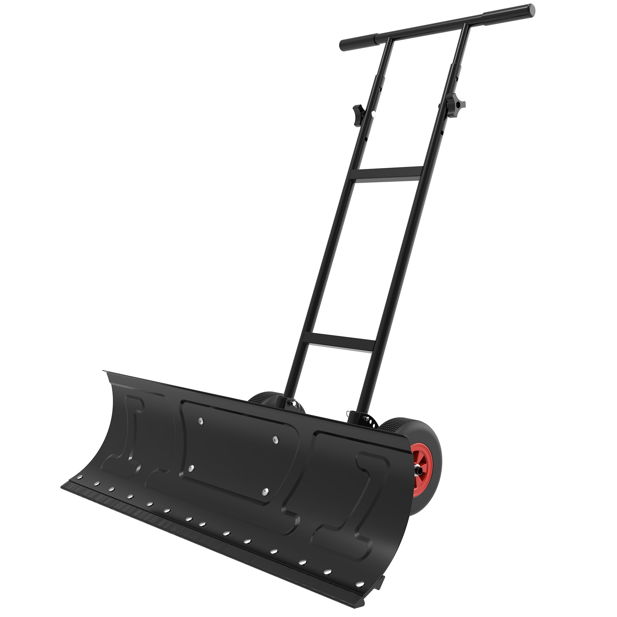 VOLTASK 36 Inch Snow Shovel with Inflatable Wheels, Heavy-Duty 2-Wheel Snow Push
