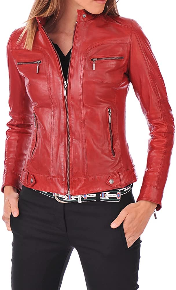 Women Leather Jacket - Lambskin Winter Vintage Motorcycle Biker Jacket, Moto Rid