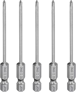 5PCS #0 PH0 1/4" Phillips Screwdriver Bits with 3.15" Long Hex Shank Magnetic S2 Industrial Grade Steel Cross Head Electric Drill Bits 0.098