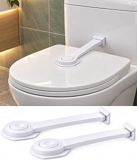 2 Pack Toilet Locks Baby Proof - Easy to Use Toilet Seat &amp; Lid Lock Kit | Upgraded Low Profile Design, 3M Adhesive, Easy Installation, Fits Most Toilets, Ideal Toilet Safety Product