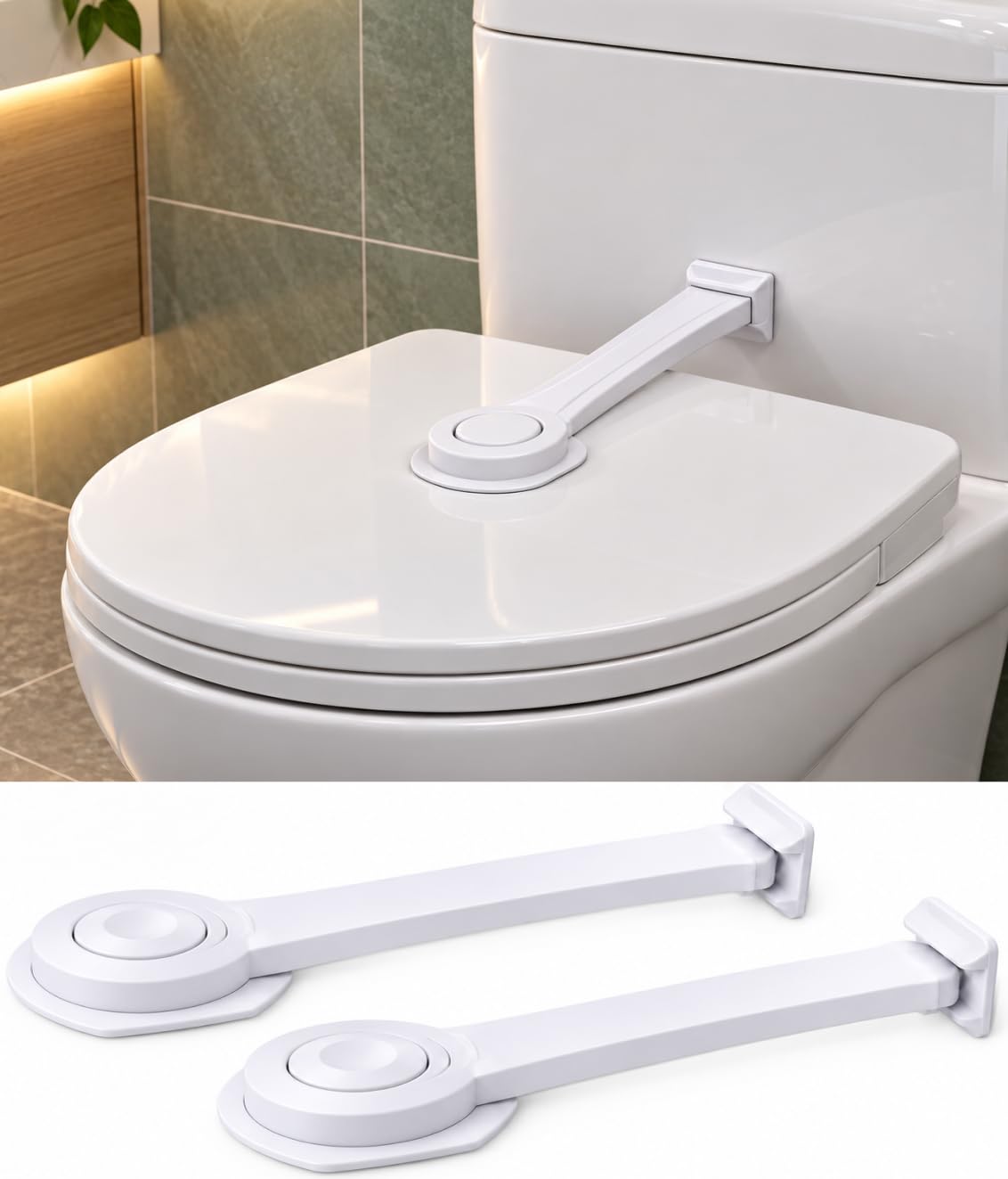 2 Pack Toilet Locks Baby Proof - Easy to Use Toilet Seat &amp; Lid Lock Kit | Up