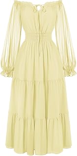 Scarlet Darkness Women Renaissance Off Shoulder Split Sleeve Maxi Dress