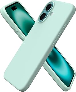 ORNARTO Shockproof Silicone Case for iPhone 16, Mint Green