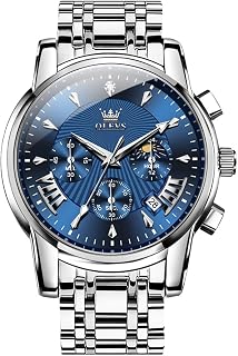 OLEVS Mens Watches Luxury Stainless Steel Quartz Watch for Men Waterproof Silver