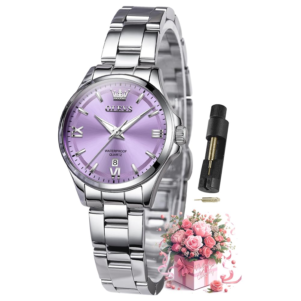 OLEVS Women's Quartz Diamond Casual Elegant Waterproof Date Wrist Watch Rose Gol