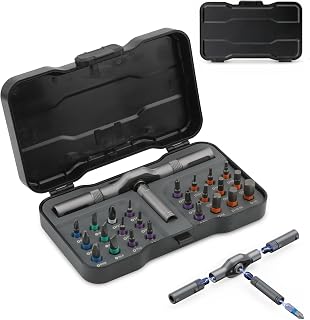 24 in 1 Professional Ratchet Magnetic Screwdriver Set, Multi-Bit Kit with Detachable Handle and Case for Furniture, Computer, Bicycles and More