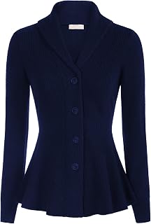 Belle Poque Women's Casual Lapel Long Sleeve Button Down Cardigan