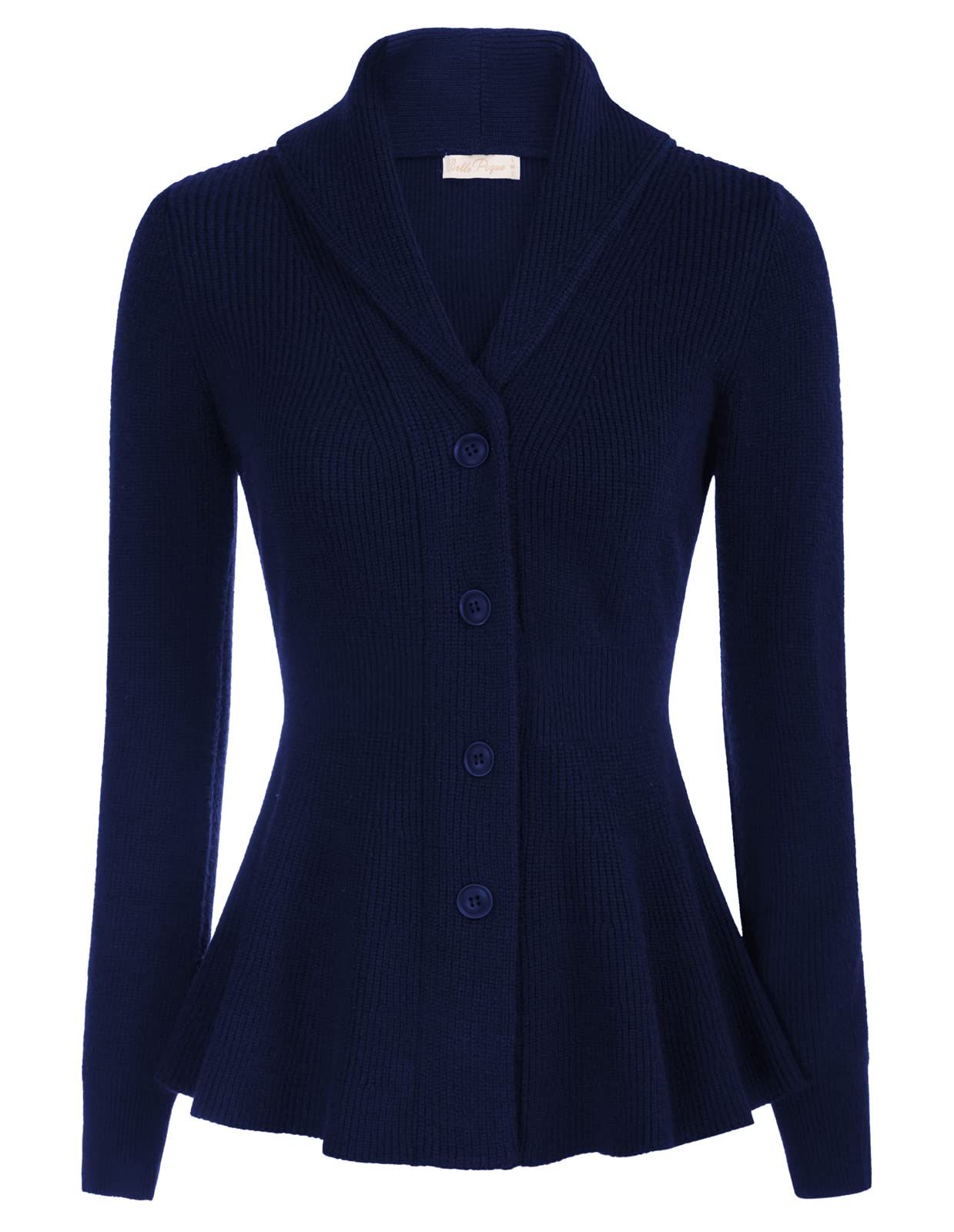 Belle Poque Women's Casual Lapel Long Sleeve Button Down Cardigan