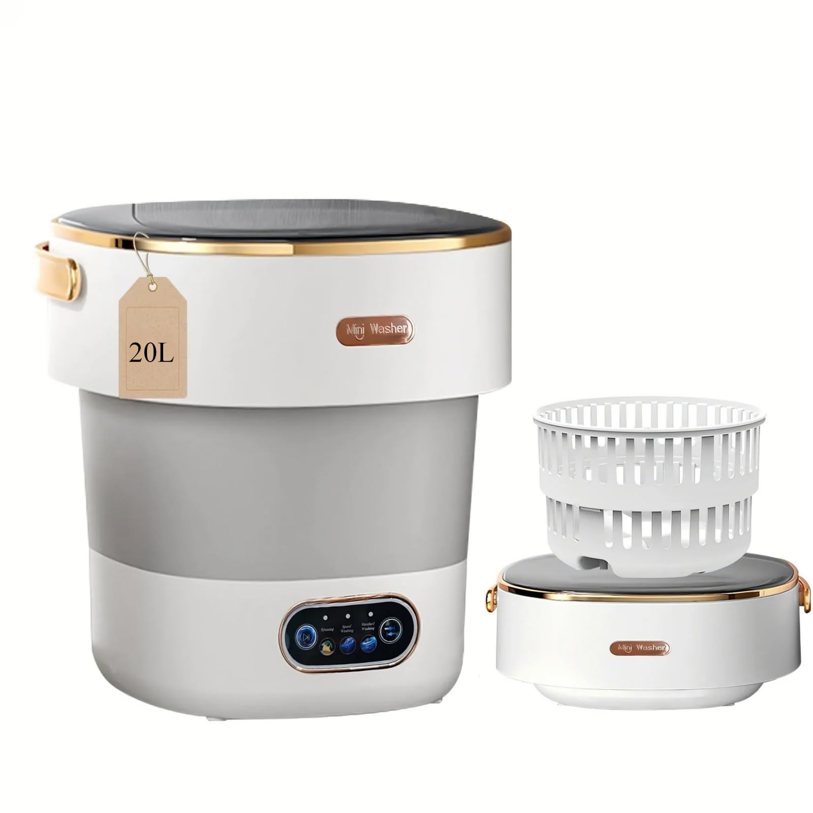LumenOrbit Portable Washing Machine with Spin Basket, Upgraded 20L Foldable Mini
