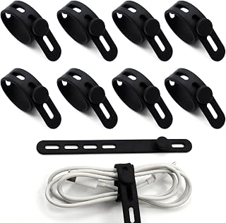 10 Pack Silicone Cable Ties with Lock Buckle, Adjustable Elastic for Charger Cable, Electric Cord