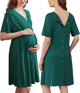 Ekouaer Labor and Delivery Gown for Hospital V Neck Maternity Nursing Dress