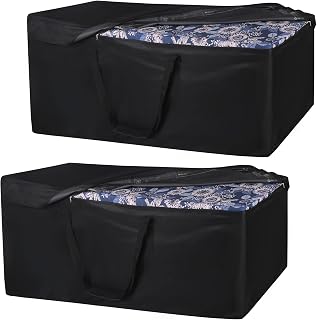 NettyPro Patio Cushion Storage Bags 2 Pack Water-Resistant Extra Large Bag for Outdoor Cushions Heavy Duty Patio Furniture Storage Bag 65 Inch, Black