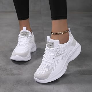 Women's Walking Shoes Lace Up Comfortable Non-Slip Breathable Athletic Training Shoes