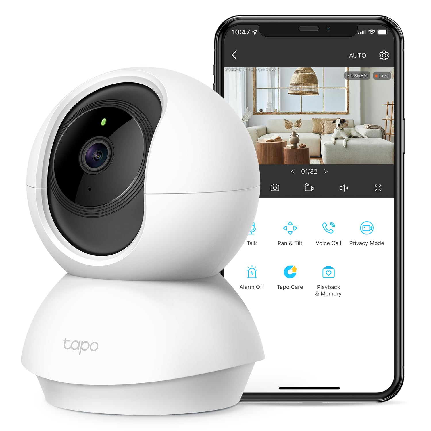 Tapo 2K Pan Tilt Security Camera for Baby Monitor, Dog Camera, C210 | Motion Det
