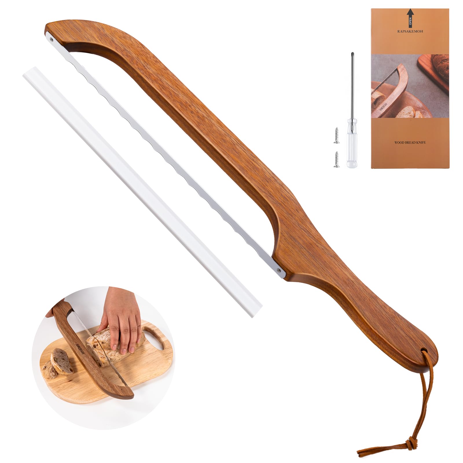RAPSAKEMOH Sourdough bread knife,Bread Slicer for Homemade,Even Slicing | 15.7" 