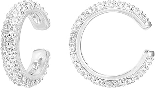 PAVOI 925 Sterling Silver CZ Ear Cuffs, White Gold, Size 13 Millimeters