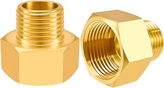 SDTC Tech 2-Pack Brass Pipe Fitting 1/2 NPT Thread Male to 3/4 NPT Thread Female Reducer Adapter, Brass Pipe Extension Connectors
