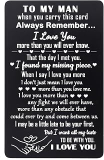 To My Man Wallet Card Gift for Men Valentine's Day Gift I Love You Wallet Insert Card Gift Birthday Gift Black One Size Art
