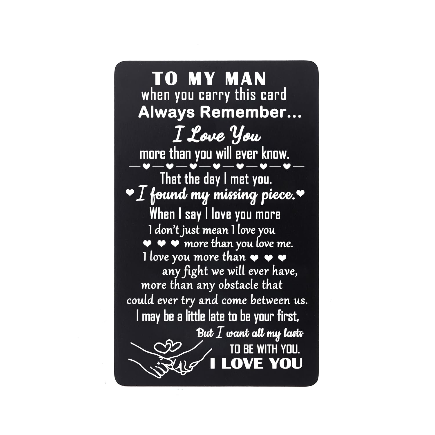 To My Man Wallet Card Gift for Men Valentine's Day Gift I Love You Wallet Insert