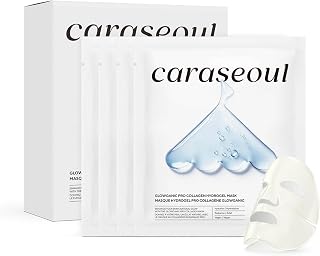 Glowganic Pro Collagen Hydrogel Mask with Niacinamide (Vitamin B3) & Adenosin, Radiance Boost, Pore Minimizing, Hydrating Overnight Face Mask, Vegan, Korean Skin Care [1.19oz (34g) x 4ea]
